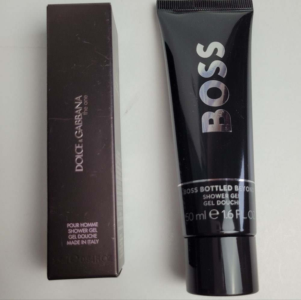 MENS DOLCE & GABBANA THE ONE AND BOSS BOTTLED BEYOND SHOWER GEL BUNDLE OF 2 NEW